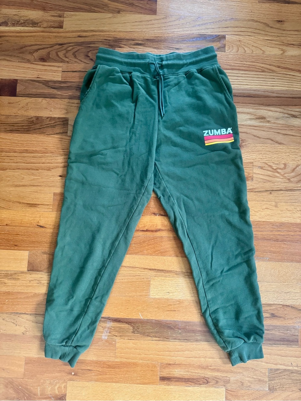 Zumba Fitness Olive Green Jogger Sweatpants with Rainbow Leg Logo